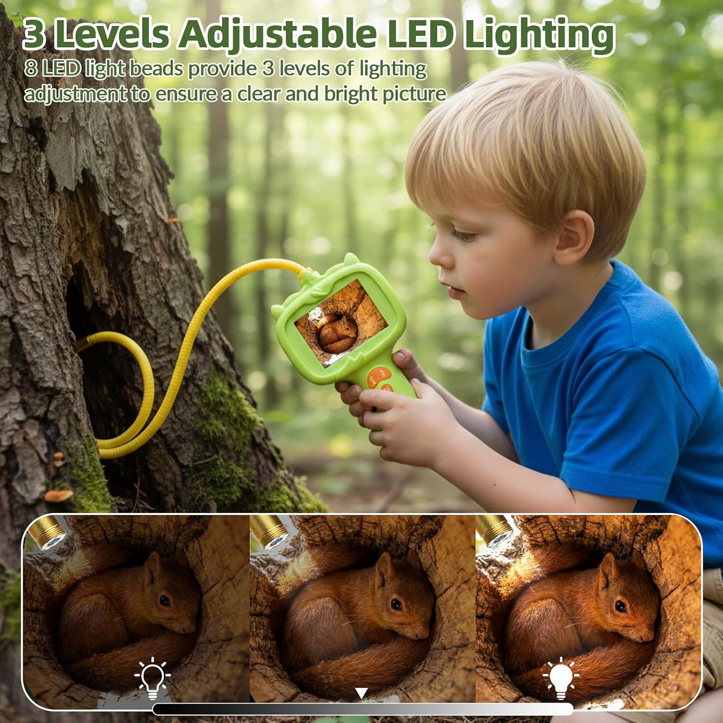 IP67 Endoskopkamera für Kinder – 1m Kabel, 2,4" IPS-Display & 8 LED
