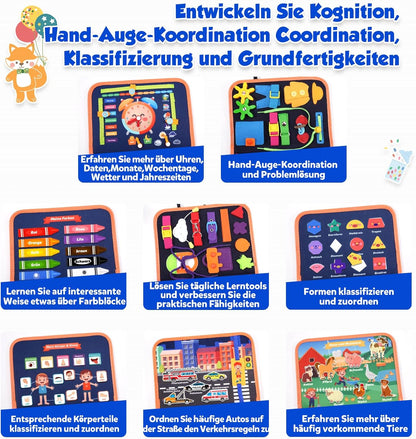 9-in-1 Bauernhof Busy Board – Montessori Activity Book ab 1 Jahr