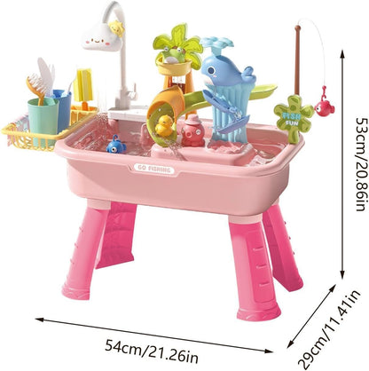 Kinder Wasserspieltisch mit Pumpe & 43 Zubehörteilen – Outdoor ab 4 Jahren