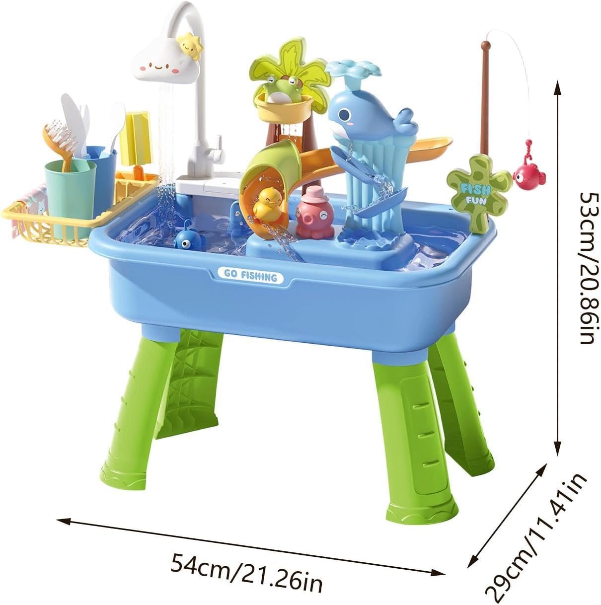 Kinder Wasserspieltisch mit Pumpe & 43 Zubehörteilen – Outdoor ab 4 Jahren