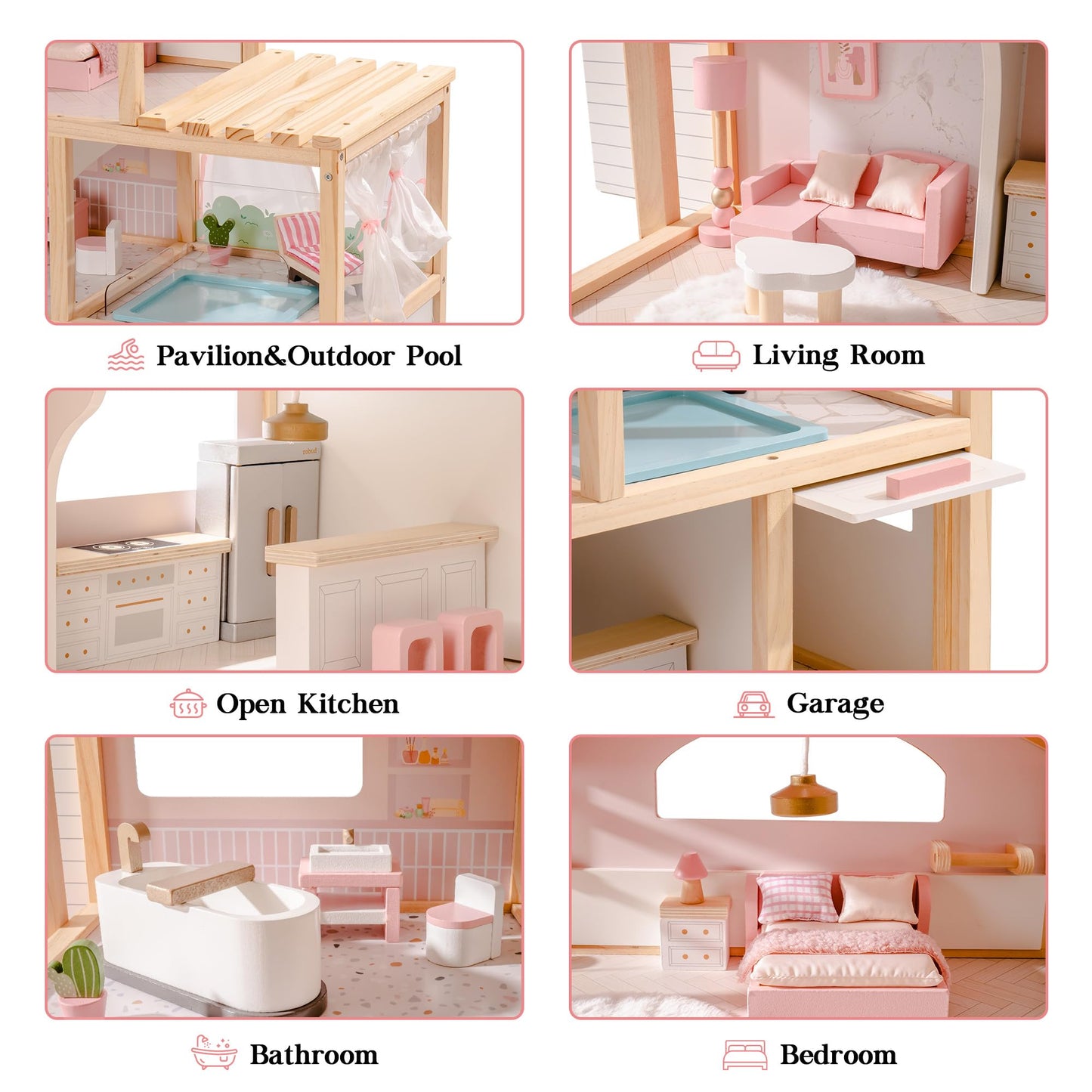 Luxus Puppenvilla mit Aufzug, Garage, Pavillon & Schwimmbad