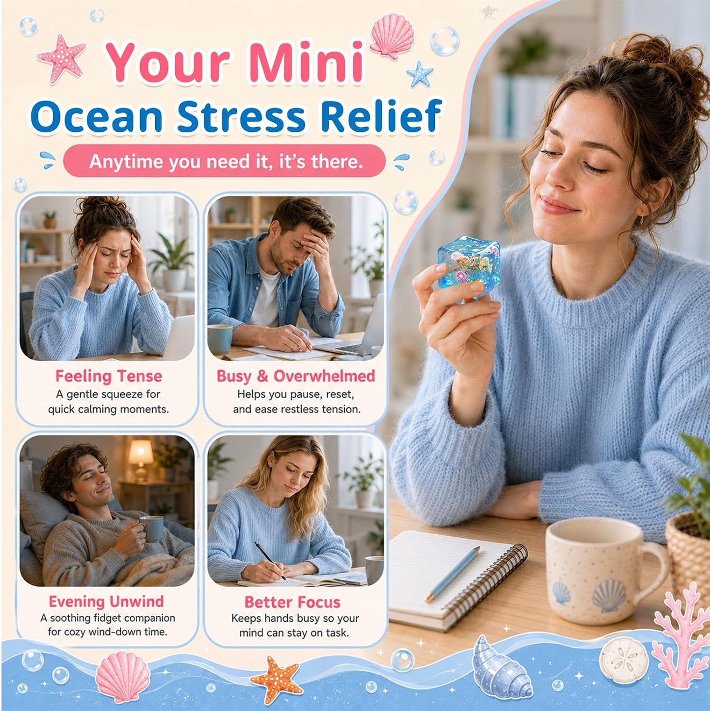 Stressball Eiswürfel, Weiche Squishy Eiswürfel Fidget Toy