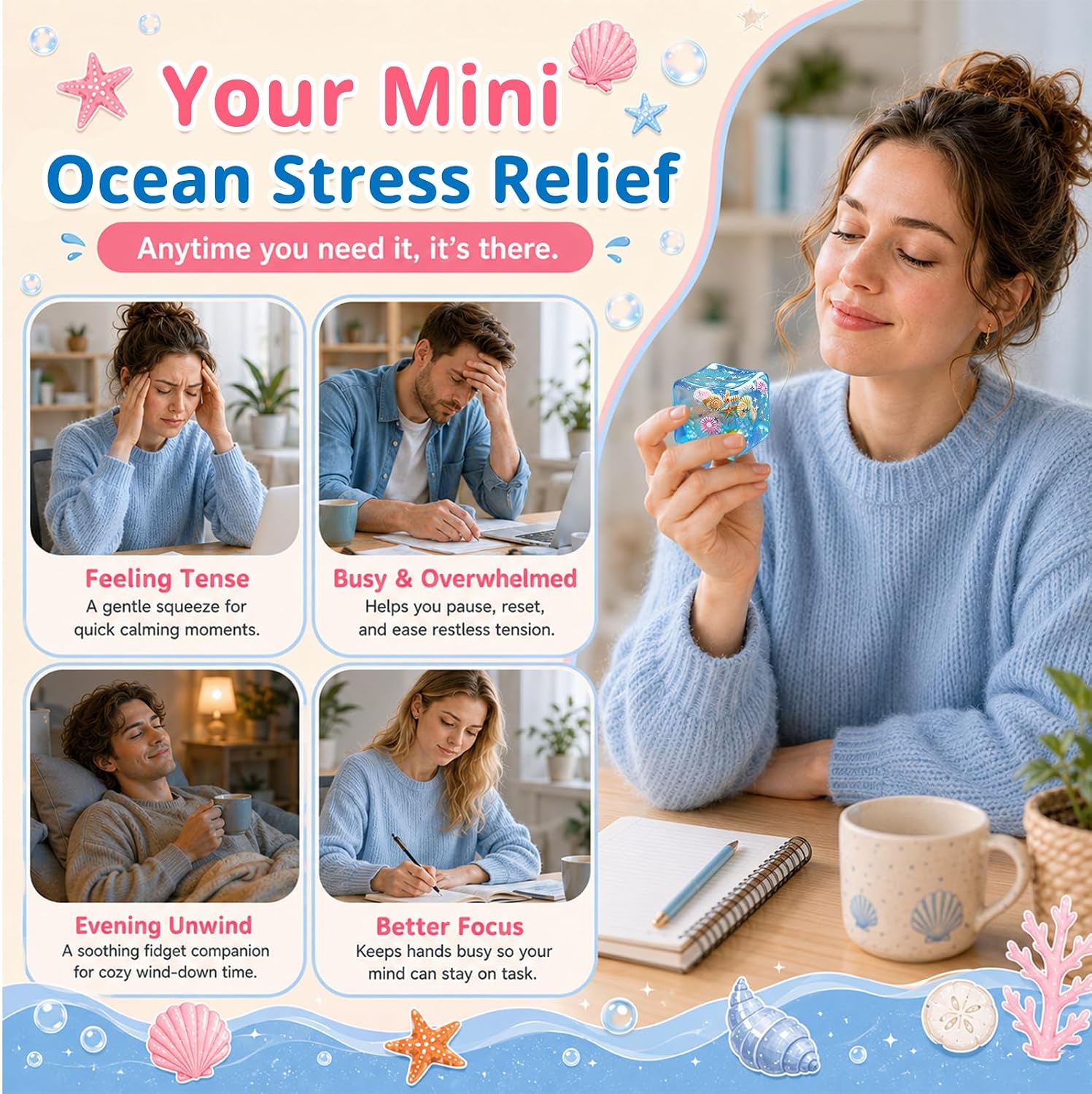 Stressball Eiswürfel, Weiche Squishy Eiswürfel Fidget Toy