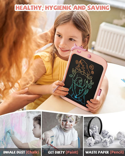 10-Zoll-LCD-Schreibblock, elektronisches digitales Schreiben und Farbbildschirm-Graffiti-Brett, Geschenke für Kinder und Erwachsene 3, 4, 5, 6, 7, 8 (Rosa)