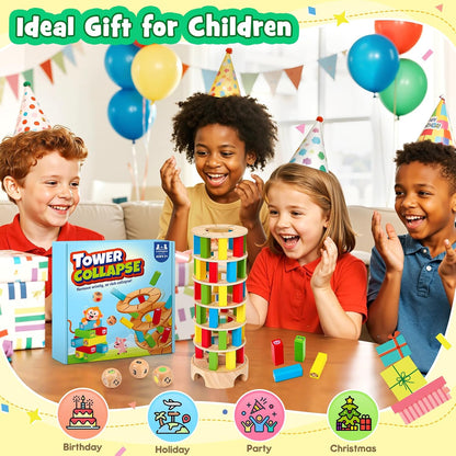 Montessori Spiele Brettspiel aus Holz, 48 Stück Bunte Blöcke Würfelspiel Kinder Lernspiele ab 3 4 5 6 Jahre Fördern Konzentration & Feinmotorik, Familienspiel Reisespiel Geschenk Junge Mädchen 3 Jahre