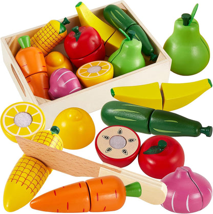 Obst & Gemüse Schneiden aus Holz – Küchen-Rollenspiel ab 3 Jahren