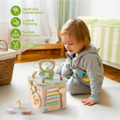 Motorikwürfel aus Holz – Aktivitätswürfel für Kleinkinder ab 1 Jahr
