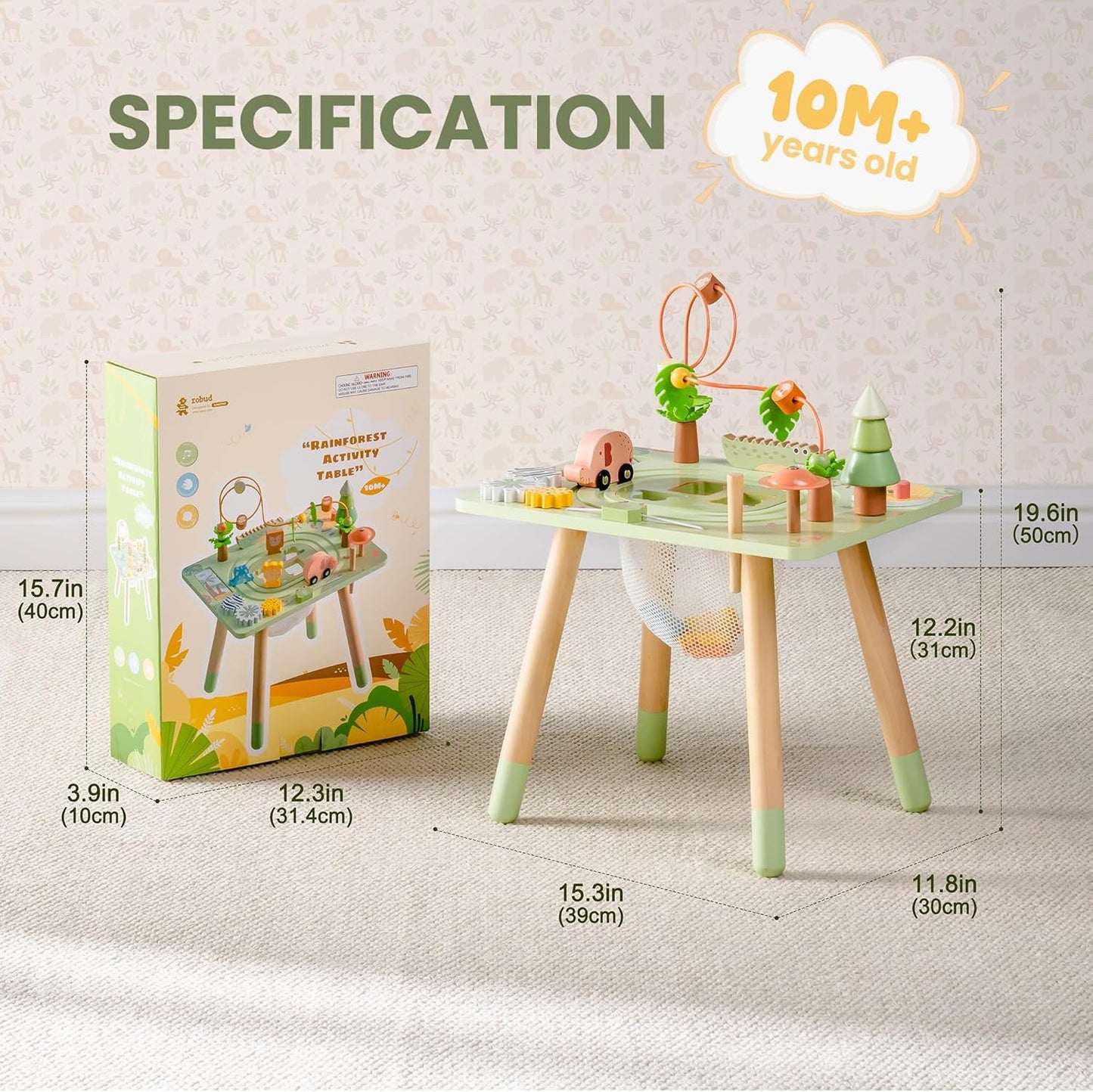 10-in-1 Montessori Aktivitätstisch aus Holz
