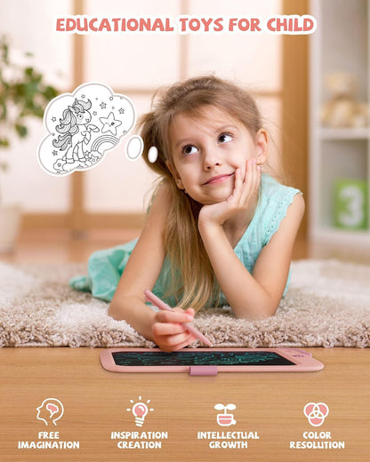 10-Zoll-LCD-Schreibblock, elektronisches digitales Schreiben und Farbbildschirm-Graffiti-Brett, Geschenke für Kinder und Erwachsene 3, 4, 5, 6, 7, 8 (Rosa)