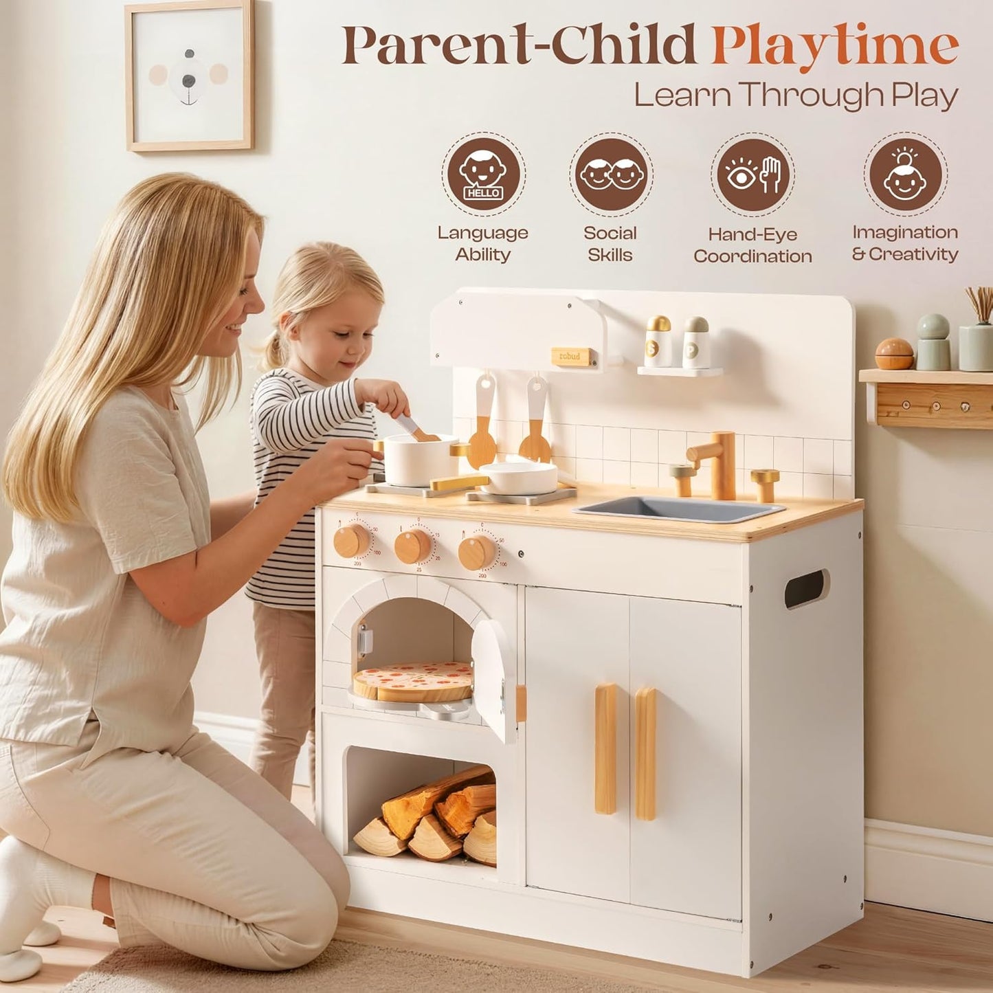 Holz Spielküche mit Pizzaofen & Zubehö