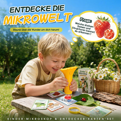 GeschenPark Digitales Mikroskop für Kinder mit 25 Entdeckerkarten, 1000X Vergrößerung, 2-Zoll-1080P-HD-Display, Spielzeug ab 3-12 Jahre Jungen Mädchen, Geschenk für Kinder
