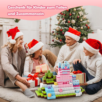 PINKCAT Magnetische Bausteine, Rosa Schloss Magnete Bausteine Spielset, Magnetischer Spielzeugbaustein für Jungen und Mädchen, Montessori Spielzeug ab 3 Jahren Geschenk für Kinder (100 Blöcke)