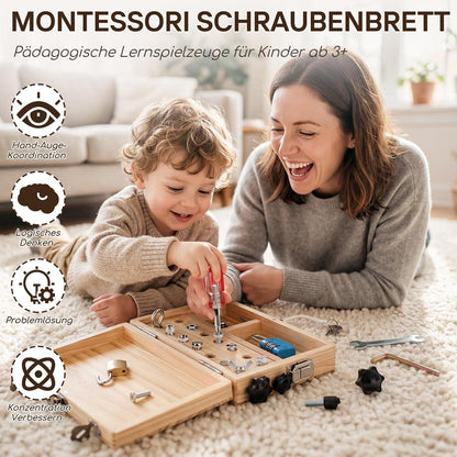 Valise à outils en bois pour enfants – Jouet à visser Montessori à partir de 3 ans