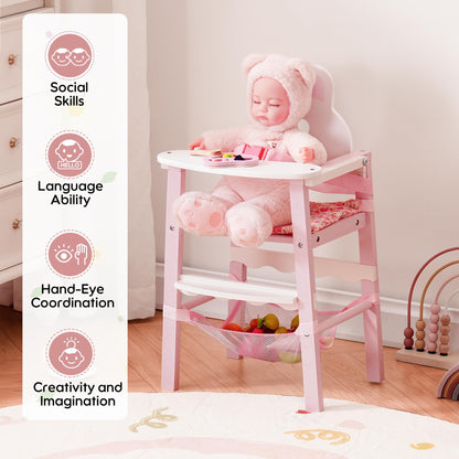 Puppenbett mit Kleiderschrank aus Holz – Spielmoebel fuer Puppen bis 55 cm
