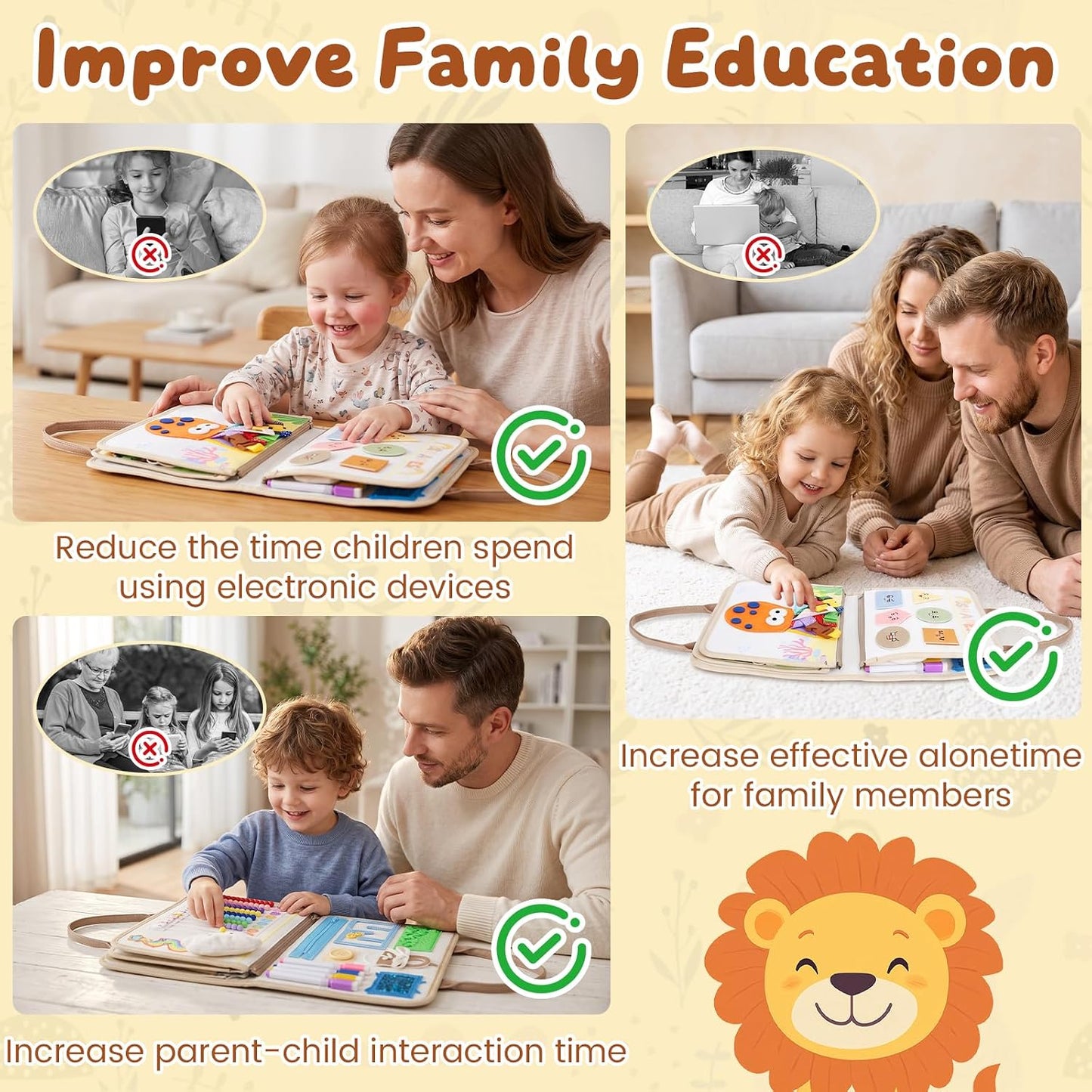 Montessori Spielzeug ab 1 Jahr, Busy Book Waldthema, 9 in1 Busy Board