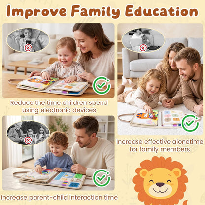 Montessori Spielzeug ab 1 Jahr, Busy Book Waldthema, 9 in1 Busy Board