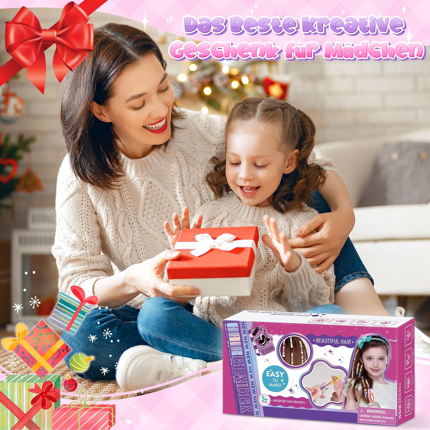 Geschenk Mädchen 5 6 7 8 9 10 Jahre: Haarschmuck Mädchen DIY Haarperlen Set