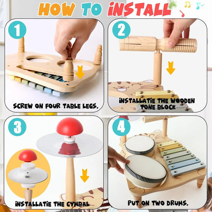 Wooden Xylophone &amp; Drum Set for Toddlers – Montessori Musical Toys