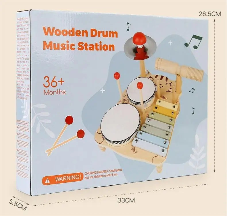 Wooden Xylophone &amp; Drum Set for Toddlers – Montessori Musical Toys