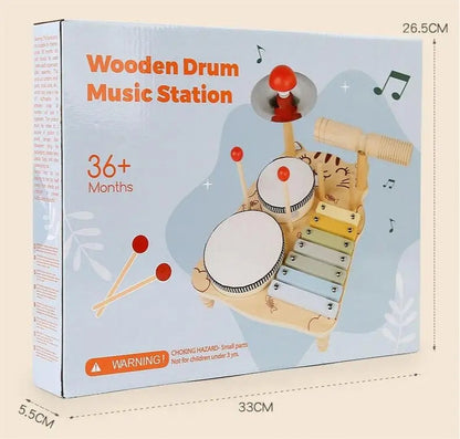Wooden Xylophone &amp; Drum Set for Toddlers – Montessori Musical Toys