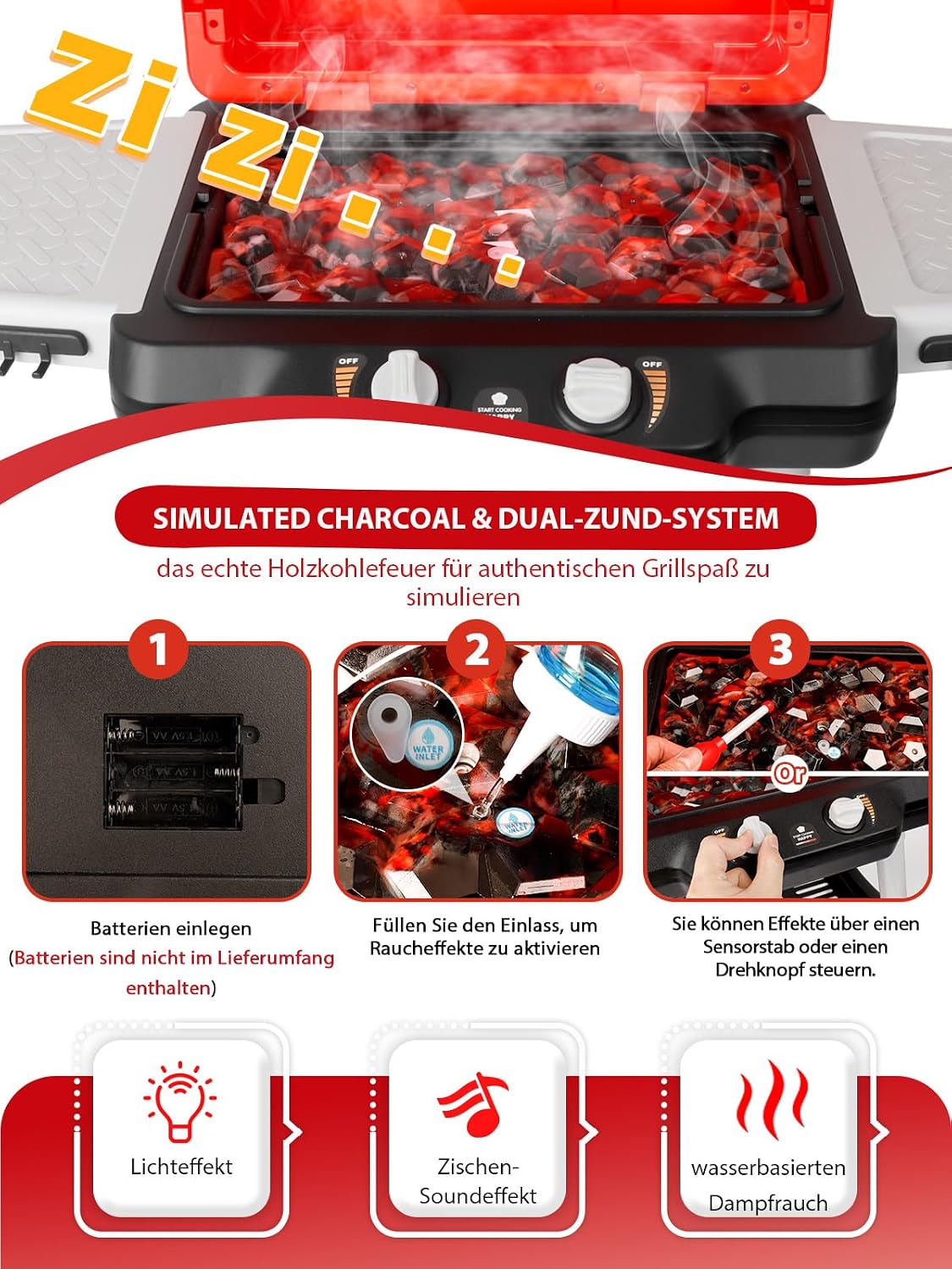 Kinder Grill Spielzeug Set – BBQ Rollenspiel mit Licht und Sound
