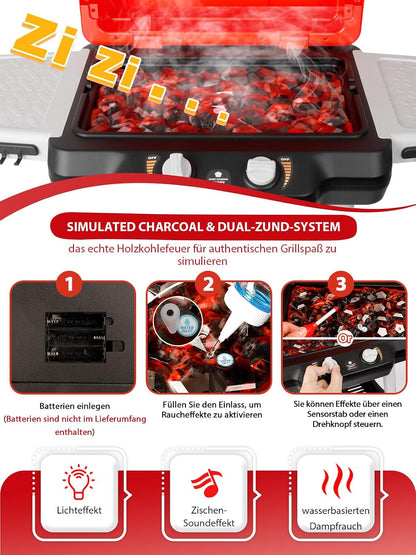 Kinder Grill Spielzeug Set – BBQ Rollenspiel mit Licht und Sound