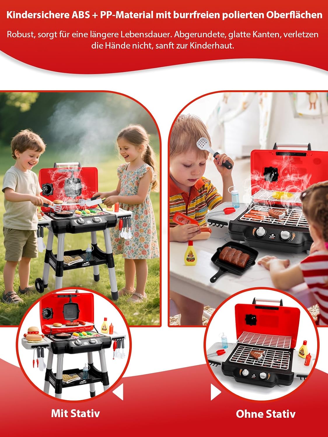 Kinder Grill Spielzeug Set – BBQ Rollenspiel mit Licht und Sound