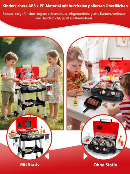 Kinder Grill Spielzeug Set – BBQ Rollenspiel mit Licht und Sound