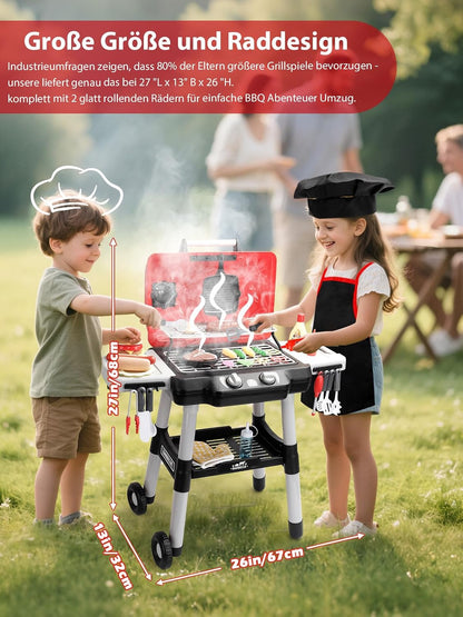 Kinder Grill Spielzeug Set – BBQ Rollenspiel mit Licht und Sound