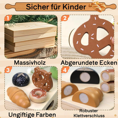 Schneideset Brot Holz mit Klettverschluss ab 3 Jahre