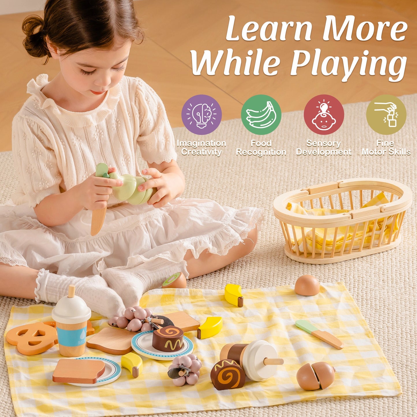 Holz-Picknick-Spielset für Kinder
