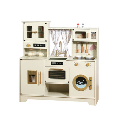 Wooden Play Kitchen with Stove, Oven & 14-Piece Accessories – Ages 3+