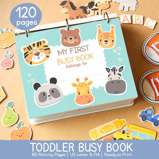 Busy Book PDF| 120 Seiten Lernordner für Kleinkinder mit Aktivitäten für Vorschule & Zuhause