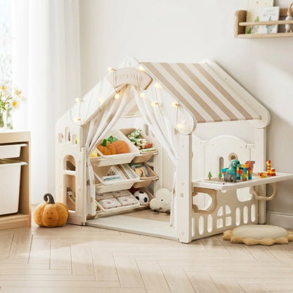 Kinderspielhaus mit Bausteinplatte – Indoor Spielzelt für Kinder