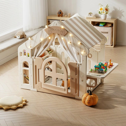 Kinderspielhaus mit Bausteinplatte – Indoor Spielzelt für Kinder