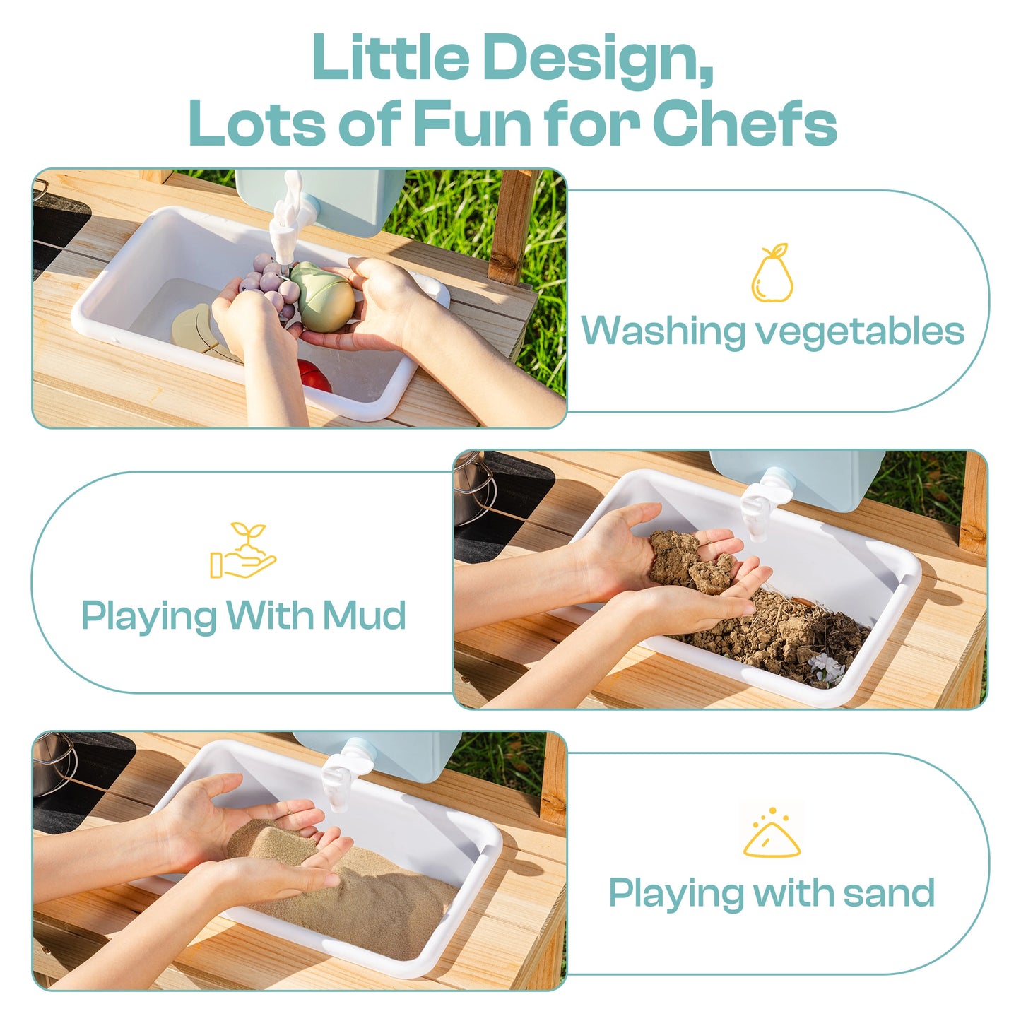 Outdoor-Matschküche für Kinder mit Wasserhahn