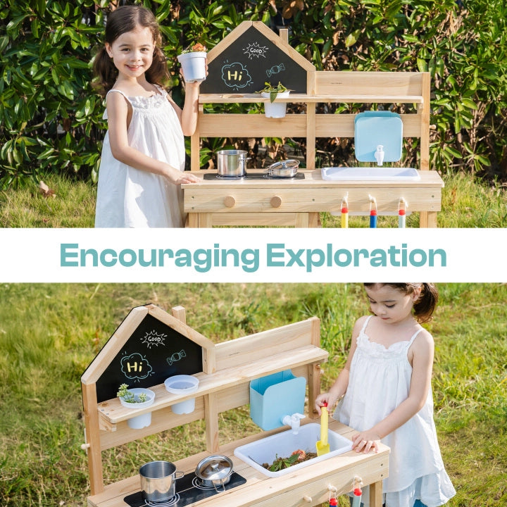 Outdoor-Matschküche für Kinder mit Wasserhahn