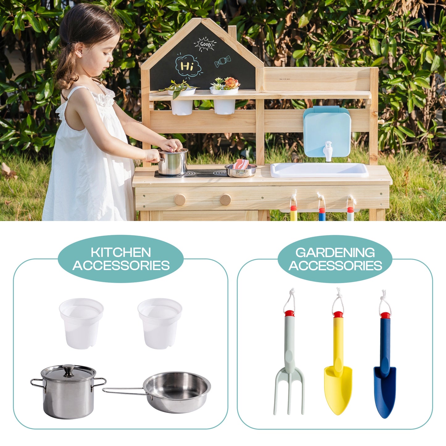Outdoor-Matschküche für Kinder mit Wasserhahn