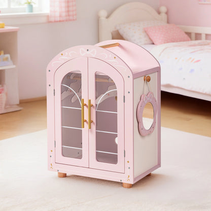 Armoire à poupées en bois avec miroir