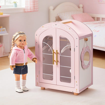 Armoire à poupées en bois avec miroir