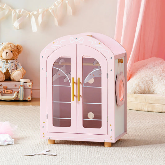 Puppenkleiderschrank aus Holz mit Spiegel