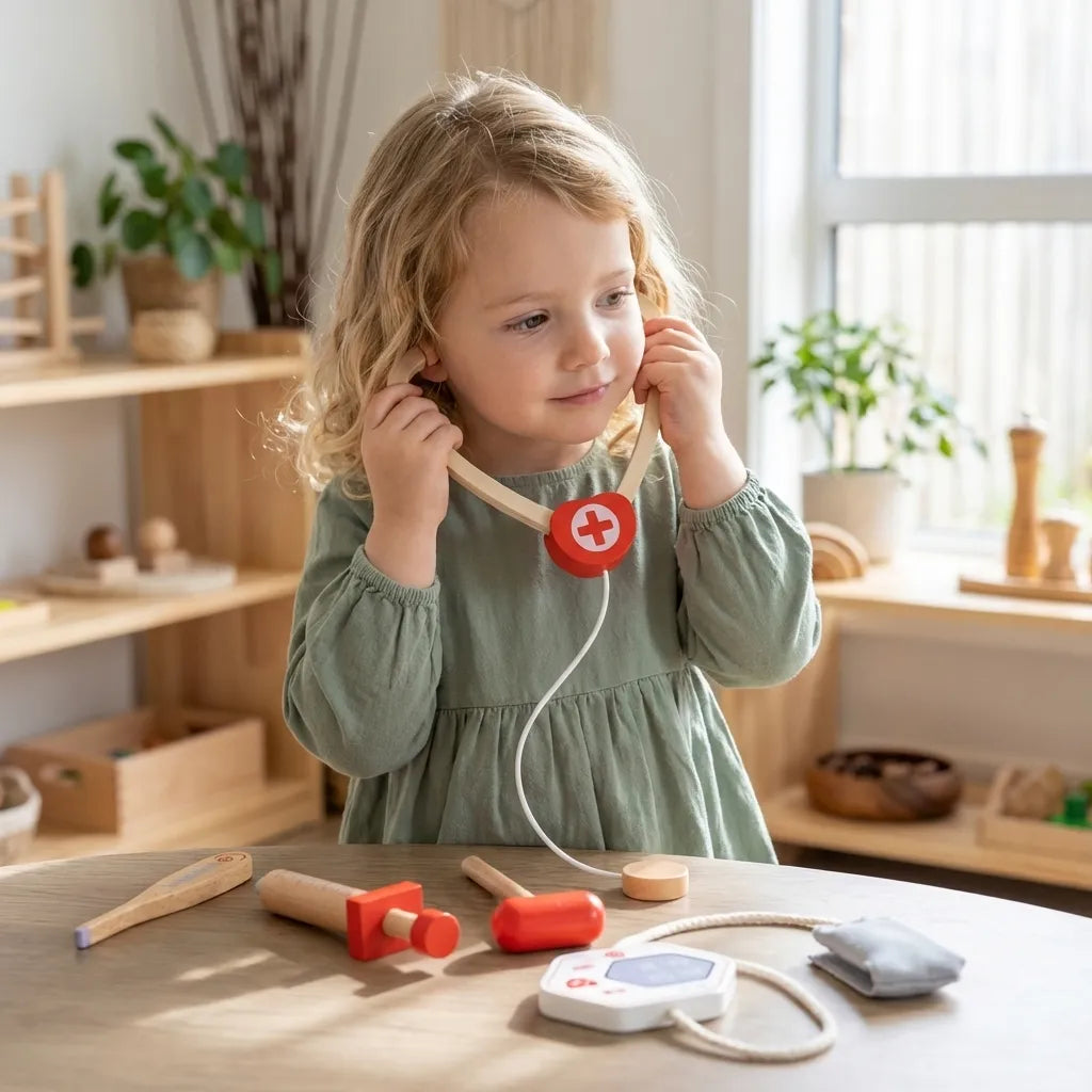 Holz-Arztkoffer für Kinder, 17-teilig ab 3 Jahren